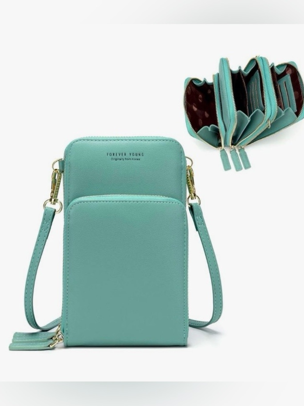 Small crossbody purse women's teal zip travel festival concert strap